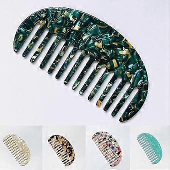 Wide Tooth Marble Leopard Acetate Hair Comb, Anti-Static Detangling Hairbrush for Thick Hair