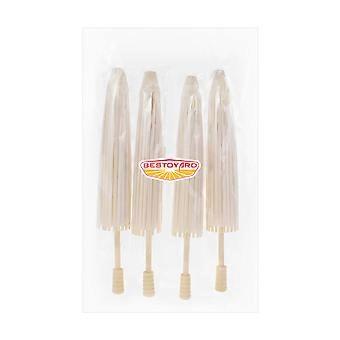 BESTOYARD 4pcs Weißer Papierschirm Regenschirm Chinesischer japanischer Papierschirm Hochzeitsdekoration Durchmesser 30cm zufälliger Regenschirm Griffstil