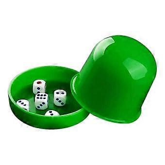 Plastic Poker Dice Cup Set with 5 Dices Shaking Cup Green