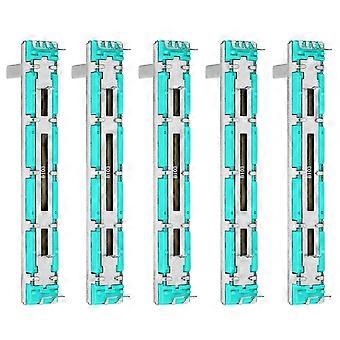 5 Pcs Slide Potentiometer B10K Double Channel Straight Slide Mixer Fader for Multiple Purposes B10K