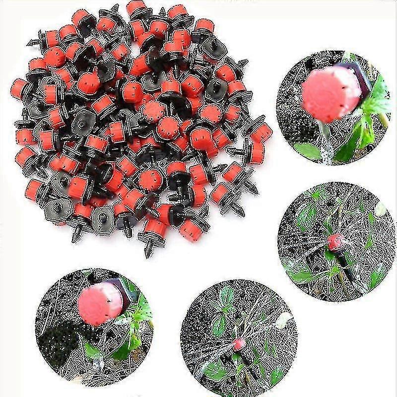 100 Pcs Adjustable Irrigation Drippers For Watering System - Red