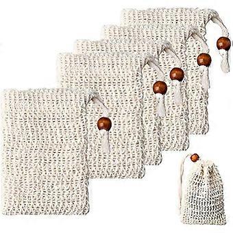 5 Pcs Sisal Soap Bag, Soap Saver Pouch Eco Friendly, Natural Drawstring Bags For Bath And Shower