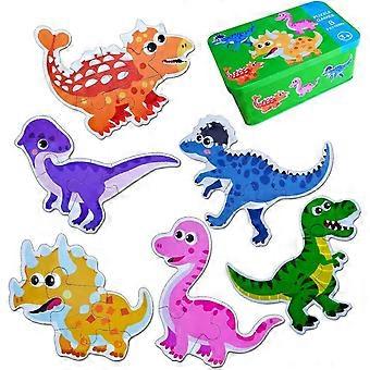 Dinosaurier-Puzzles für Kinder, KY-Tech 6er-Pack Holz-Puzzle-Set Holzpuzzle für Kleinkinder Dinosaurier-Puzzle Lernspielzeug (grün)
