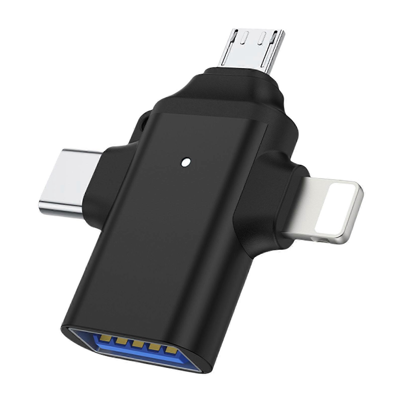High Speed Type C USB Hub Converter Adapter Reader Connector Conversion with Triples Interfaces and Wide Device Support  Black