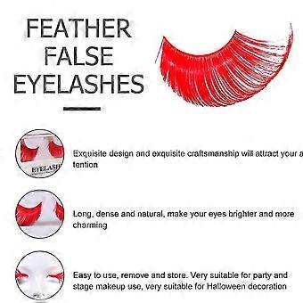 Red Fake Eyelashes Halloween Artificial Lashes for Decoration 5Pairs