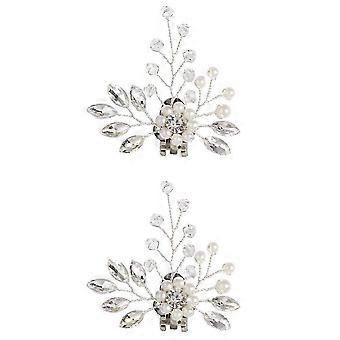 1 Paar abnehmbare Hochzeitsschuhe Accessoires Perle Strass Schuhe Schnalle (Silber)