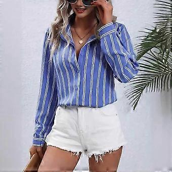 Spring and summer women's new commuter style striped loose shirt women's long sleeves 26-27
