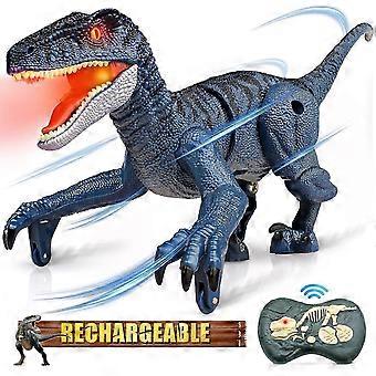 Remote Control Dinosaur Toys for Kids 3 4 5 6 7 8-12, Jurassic Velociraptor Toys with Light &amp; Realistic Roaring Sound, Electronic Walking Robot Di