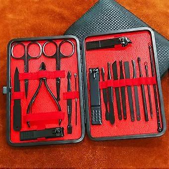 18 Pieces Stainless Steel Manicure Set Nail Clippers Kit for Women and Men with Leather Travel Case