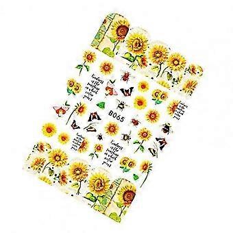12Pcs Sunflower Nail Stickers Set with Vivid Floral Design, Easy Self Adhesive Summer Nail Decals for Women