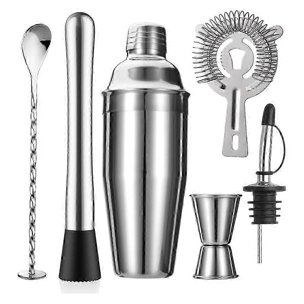 Shaker Strainer Muddler Jigger Mixing Spoon Pour Spout Bartender Kit