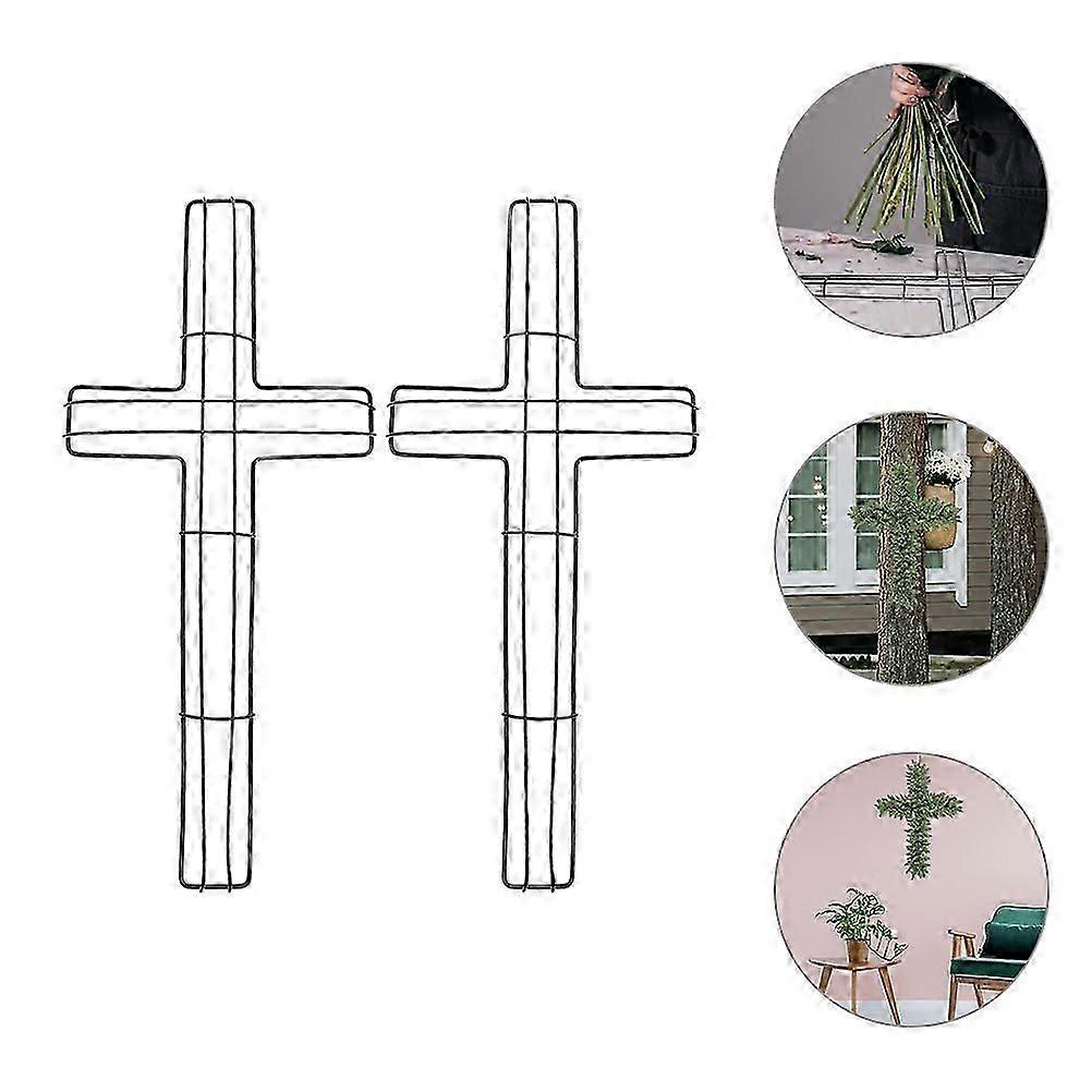 2pcs Floral Cross Shaped Wreath Frames Metal Wire Wreath Form
