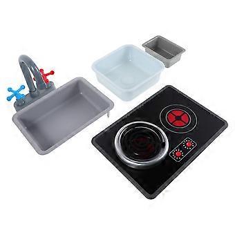 Children's Kitchen Pretend Play Toy Set with Lights and Sounds 6Pcs