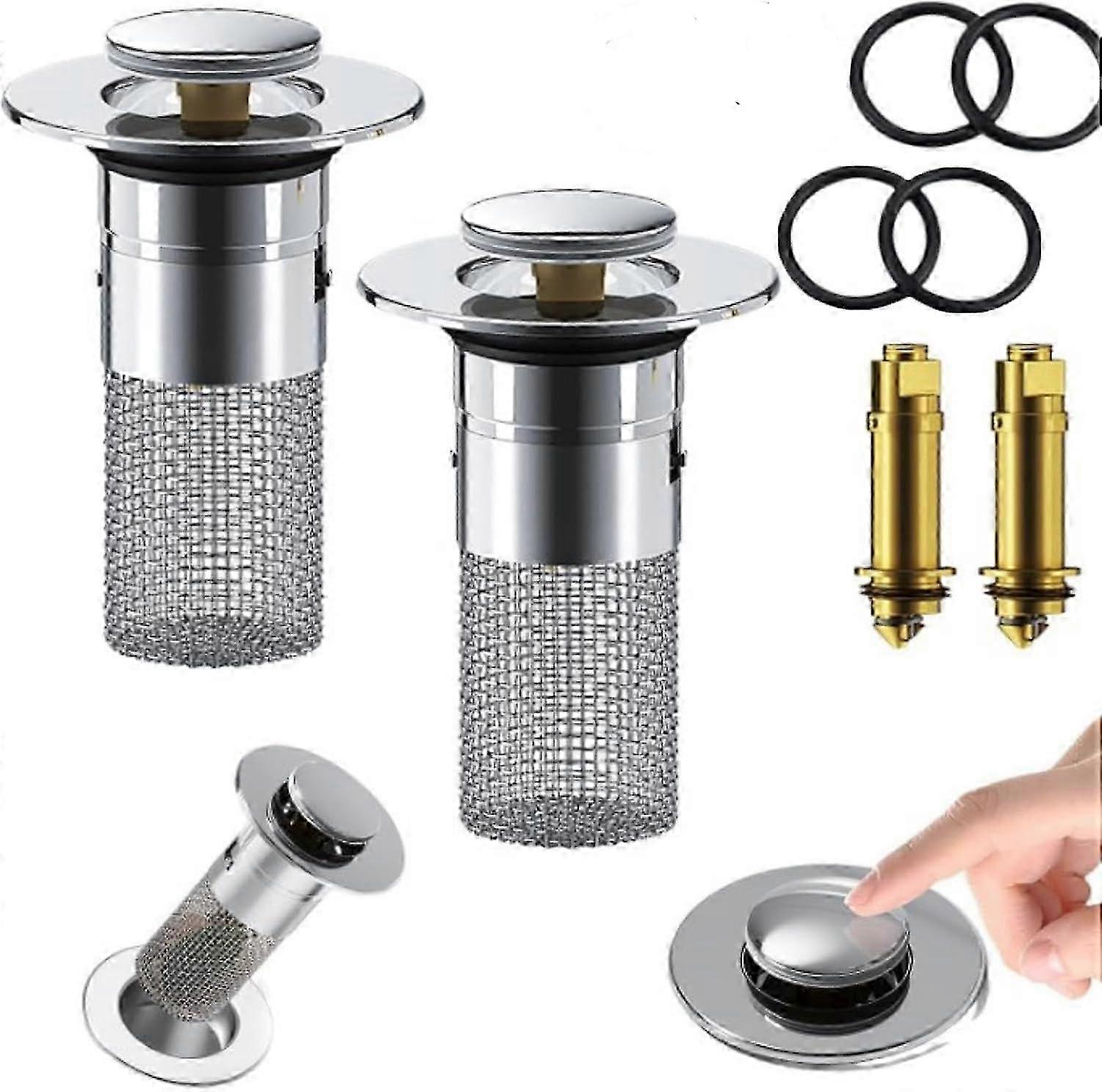 Premium Chrome Stainless Sink Plug Set