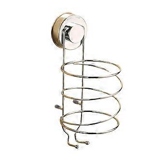 Metal Hair Dryer Holder Silver for 2Pcs with Suction Cup Rack