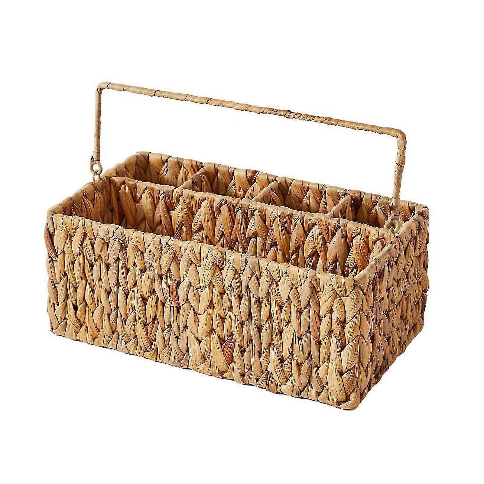 Natural Straw 4 Section Portable Basket