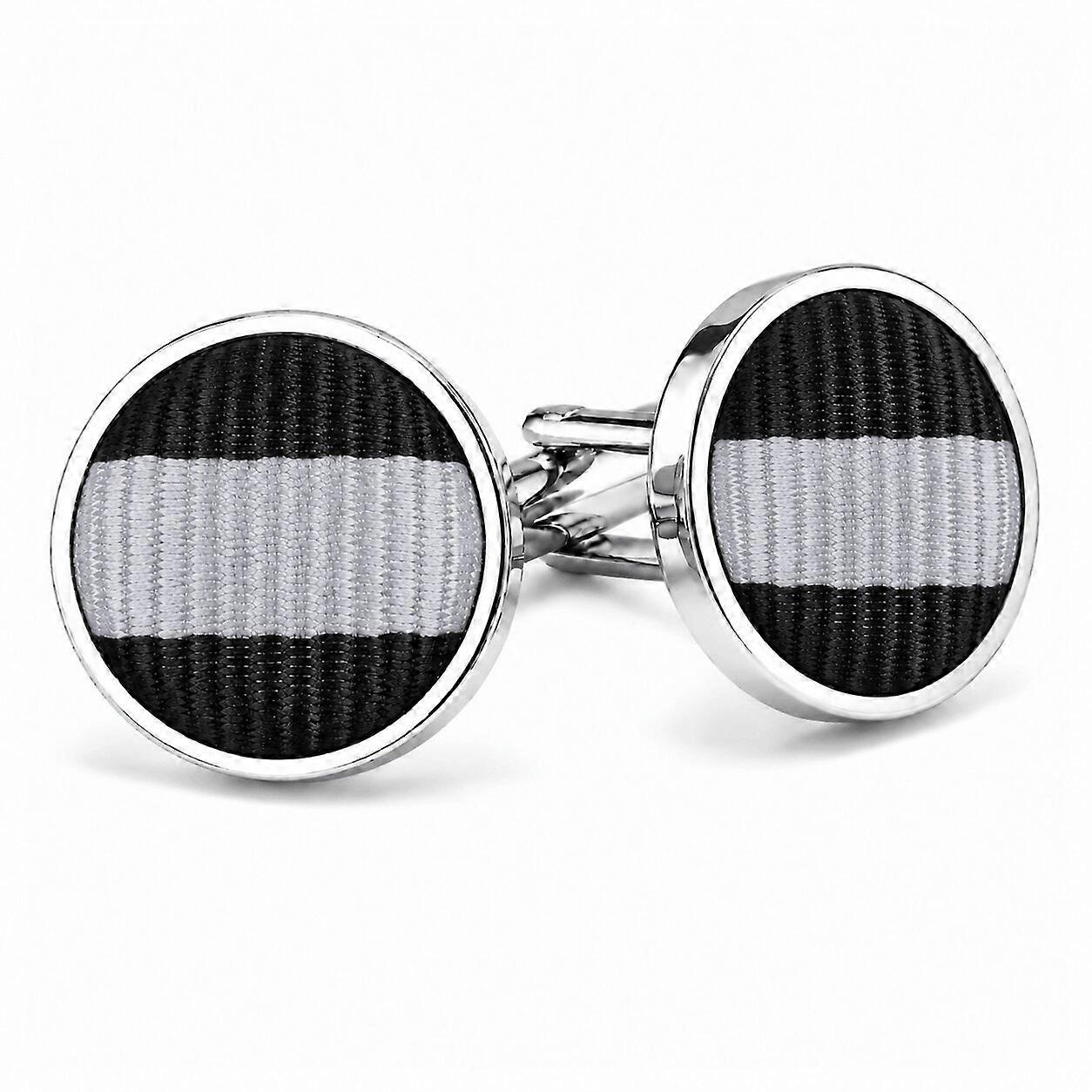 Grey And Black Thin Stripe Cufflinks