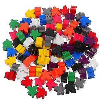 Assorted Colour Wooden Meeples 100 Pcs