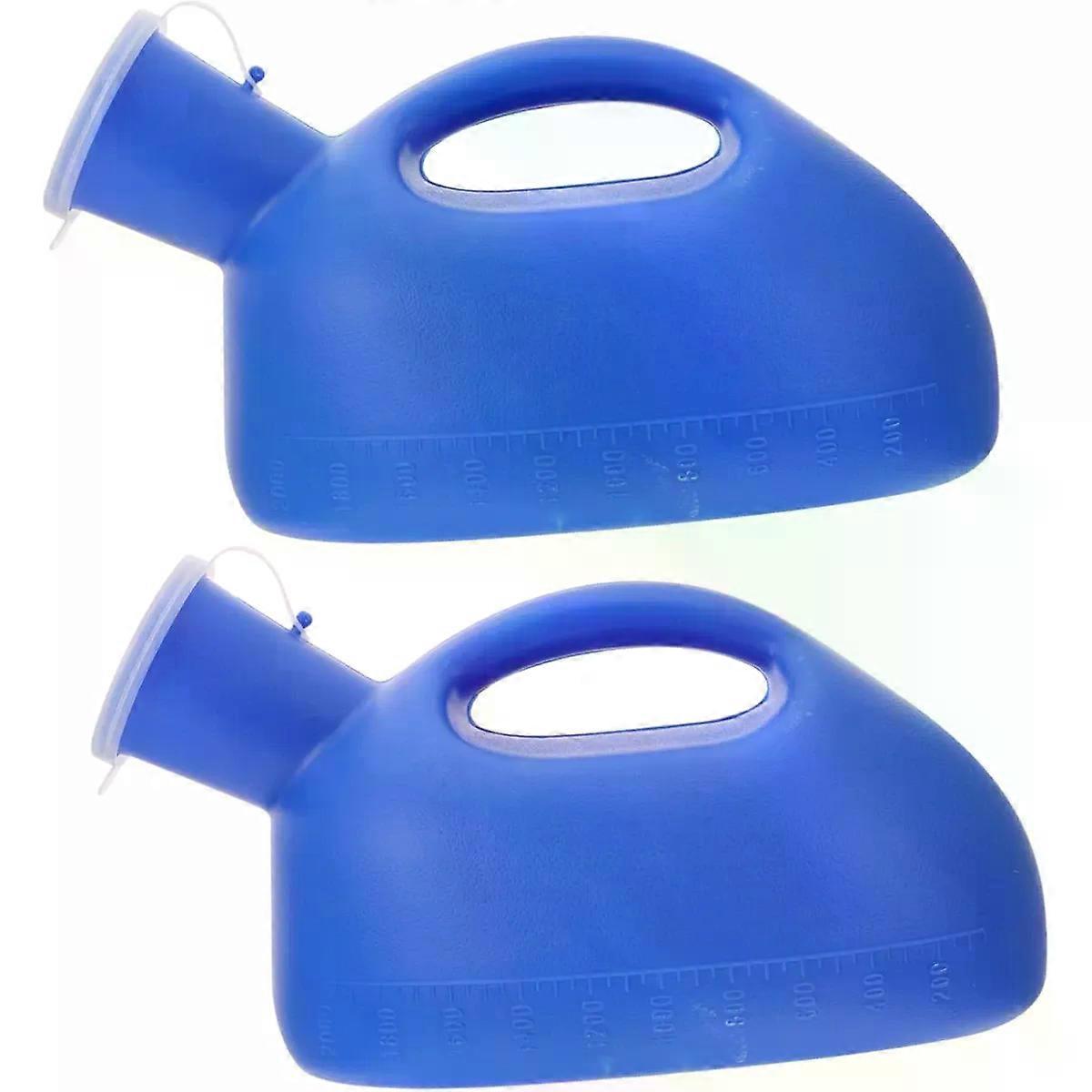 2000ml Plastic Bedside Urinal with Lid, 2 Pack for Bedridden