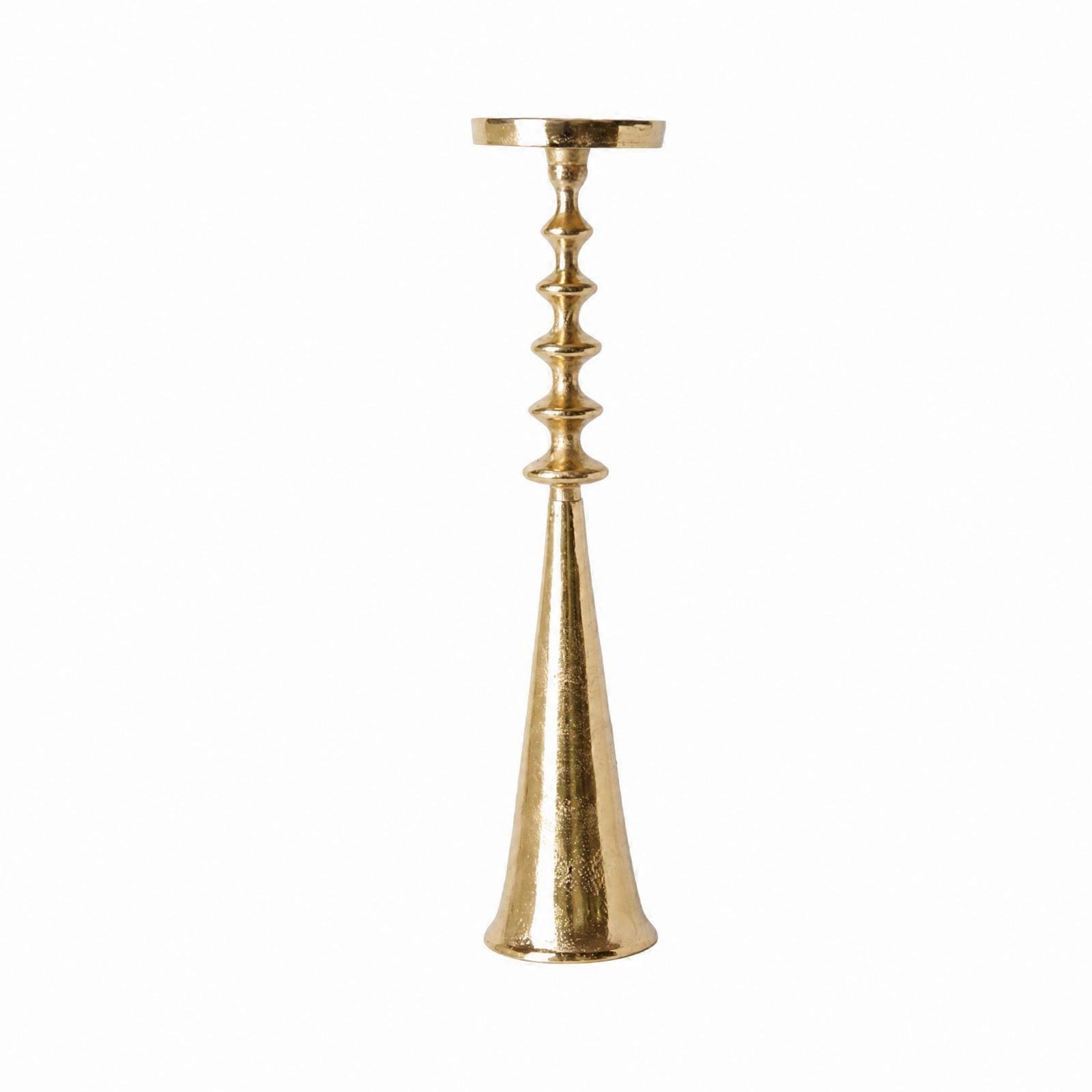 Single Candle Display Display Flared Base Sculptural Metal Candlestick Holder