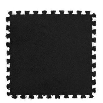Foam Interlocking Floor Mat Black Plush Carpet Tiles for Home Gym Bedroom Yoga Room