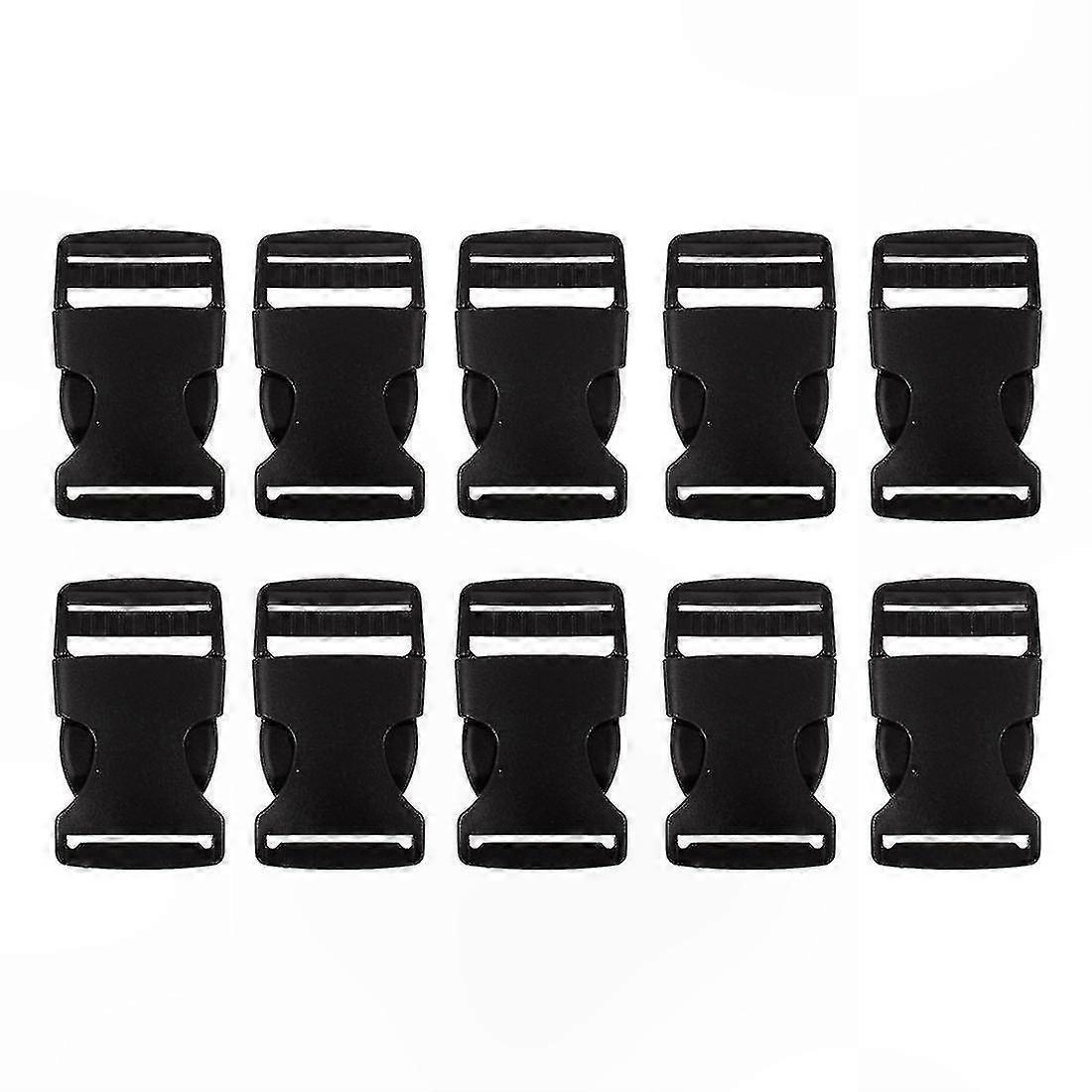10 Pcs Black Plastic Safety Quick Release Buckles - 1" (2.5cm) Width