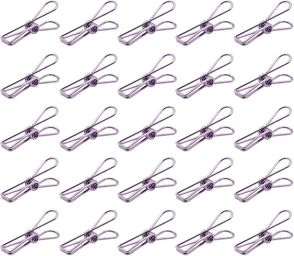 Pack of 25 Small Gold Clips Multi-Purpose Clothesline Utility Clips, purple