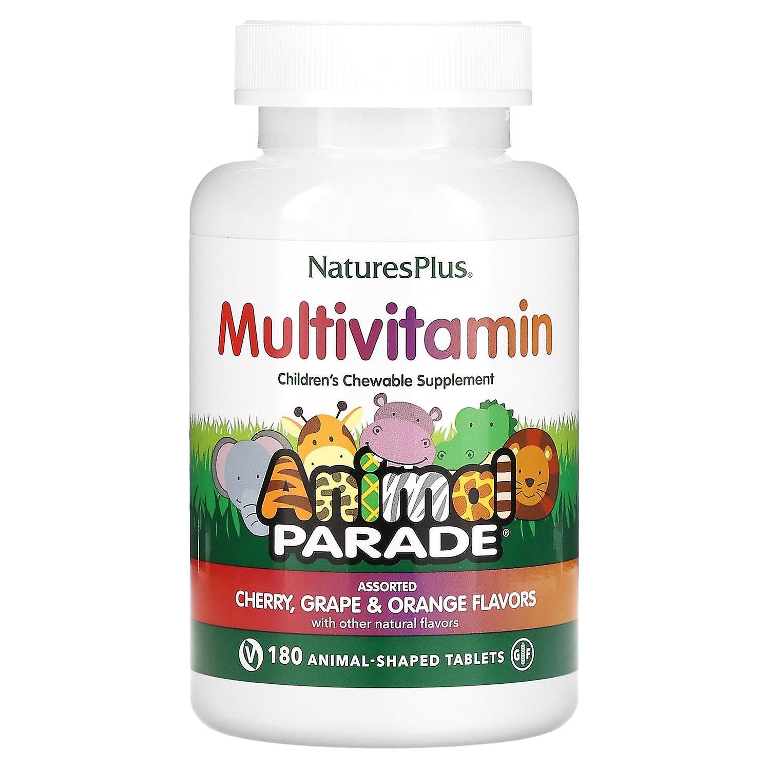 NaturesPlus, Animal Parade, Children's Chewable Multivitamin Supplement, Cherry, Grape & Orange, 180