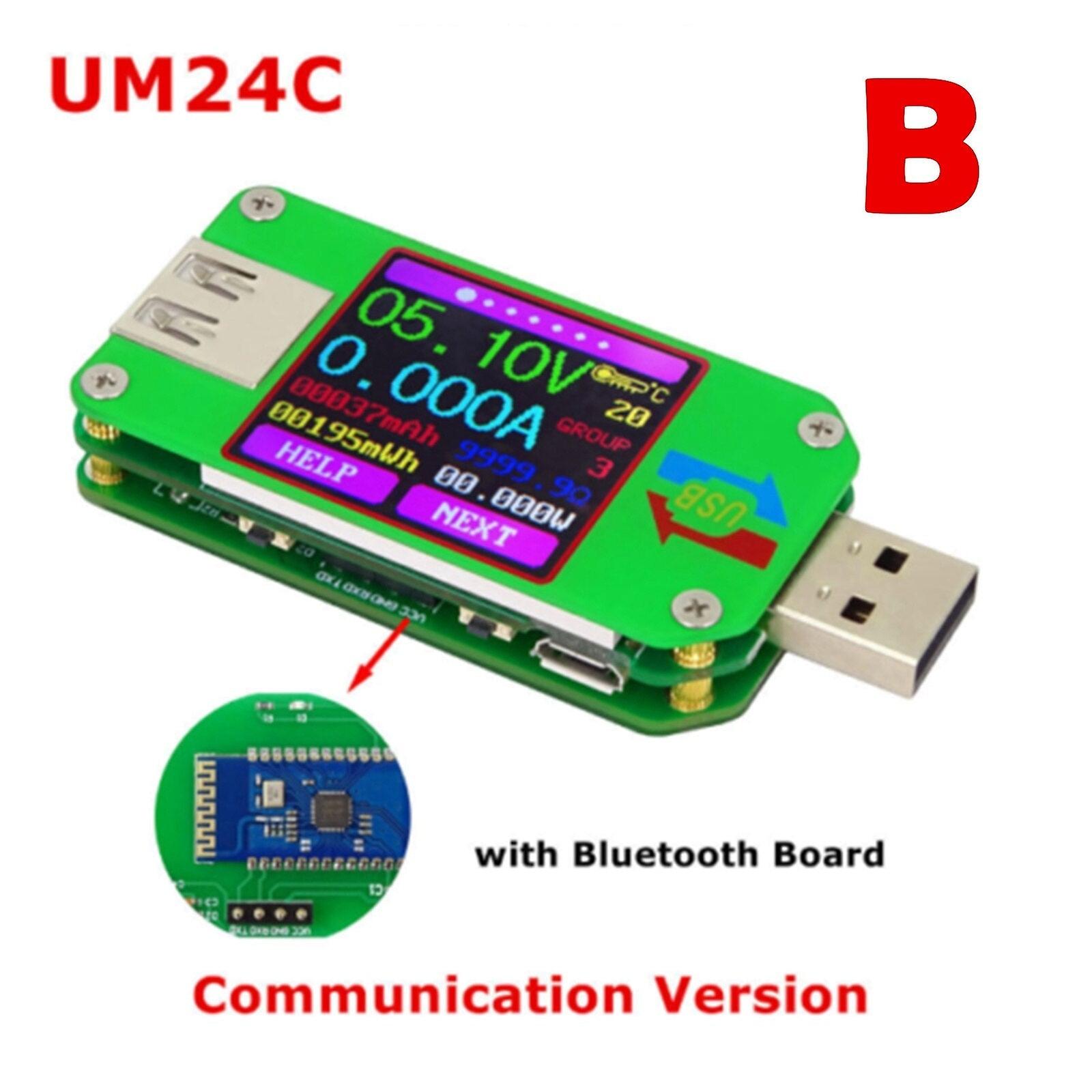 2Hz Ruideng Um24/um24c With Bluetooth Usb 2.0 Color Lcd Display Tester Voltage Current Meter 4.50-24.00v Multimeters