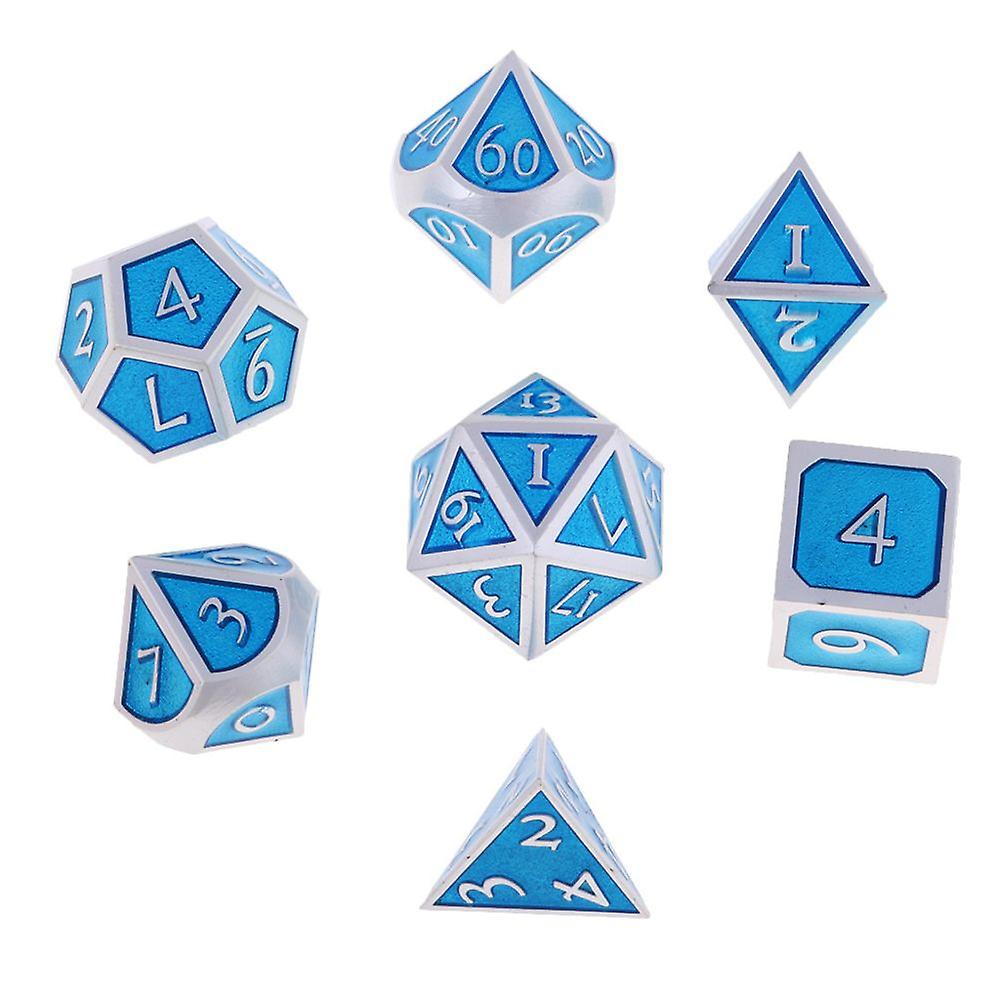 7pcs Polyhedral Dice Set D4 D6 D8 D10 D12 D20 For Dnd Rpg Mtg Games Blue