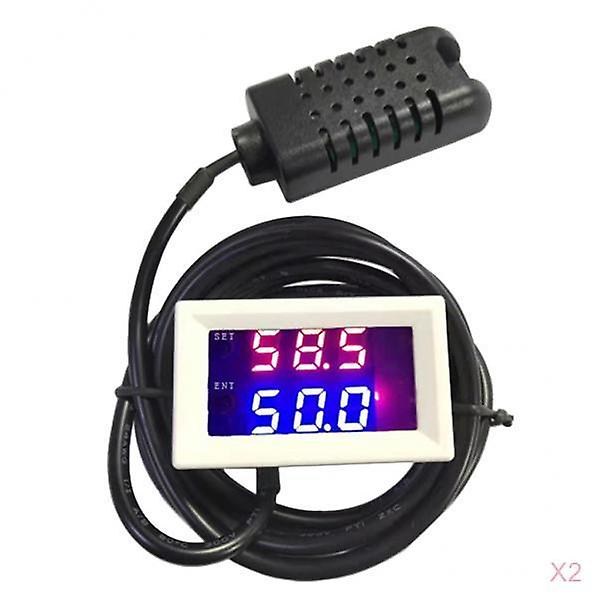 2 stk digital LED dobbel skjerm fuktighetskontroller regulator bryter