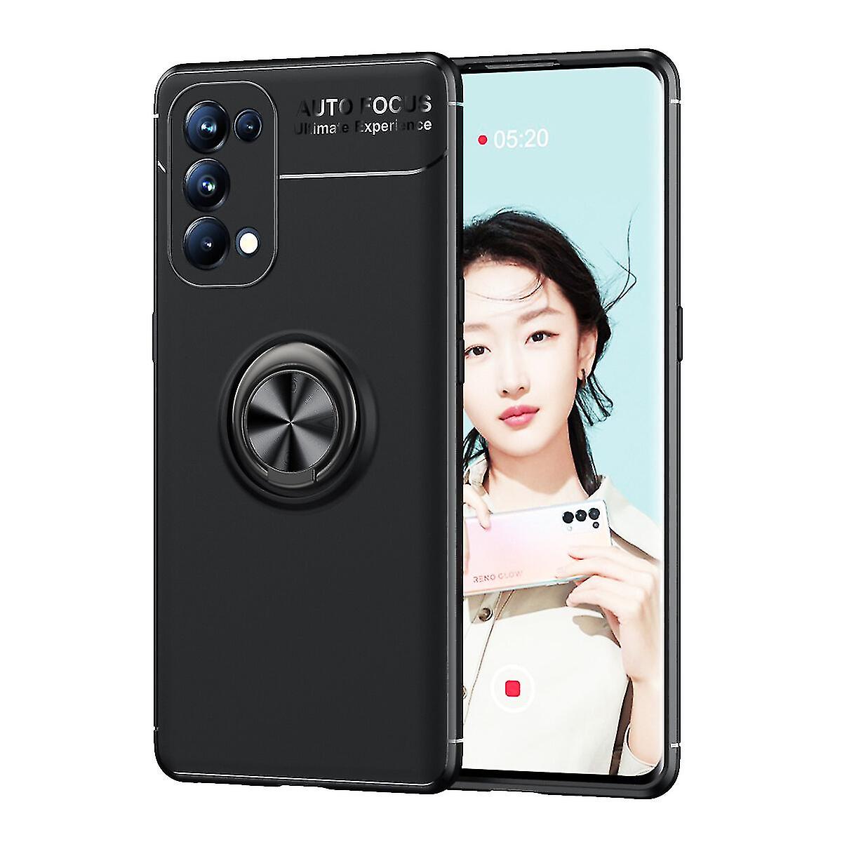 Premium Soft Gel Case With Metal Ring Stand For Oppo Reno5 Pro 5g - Sleek And Unique Style, High-quality, Shockproof, Dustproof, Durable