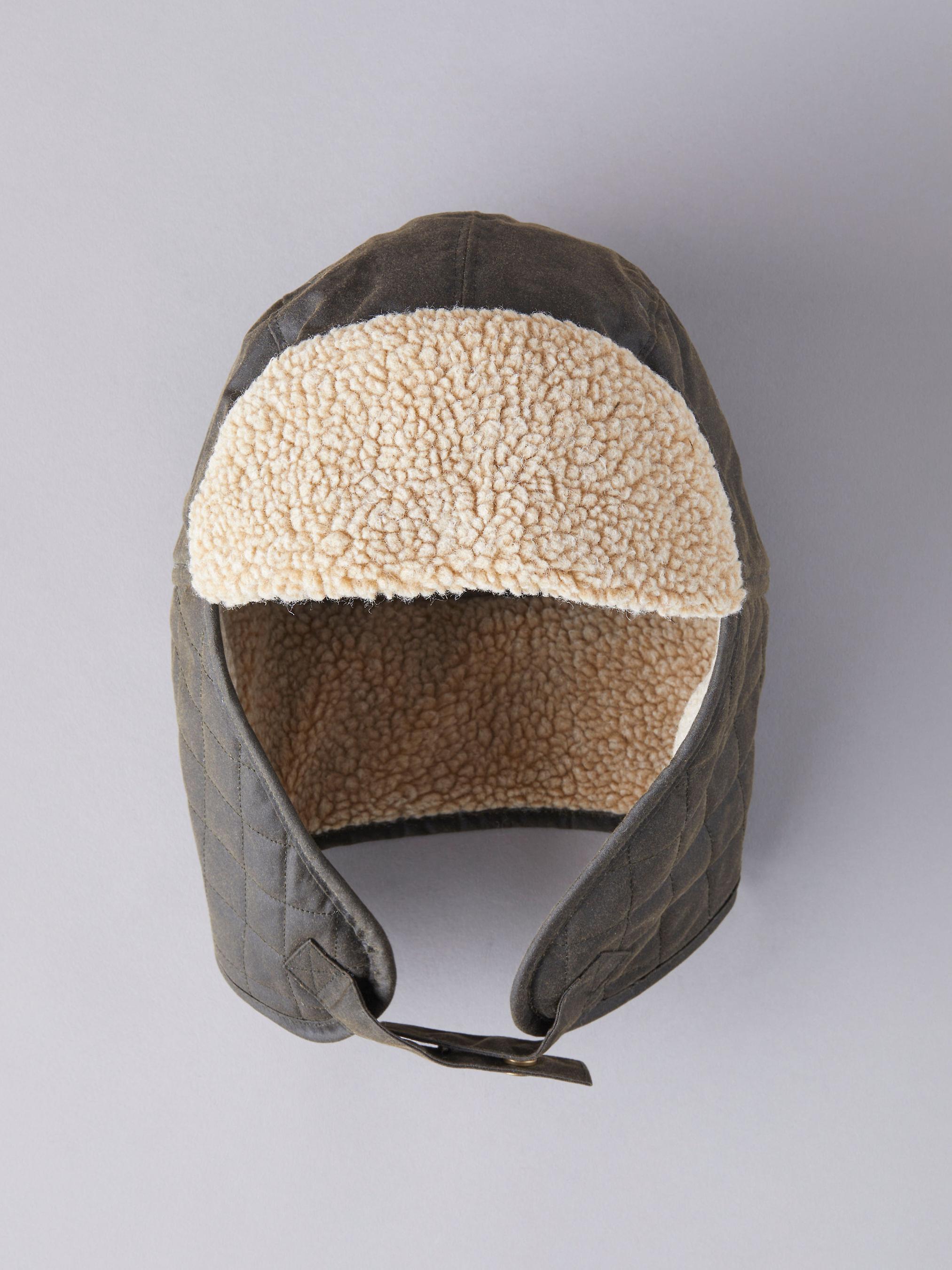 Wax Quilted Trapper Hat in Olive