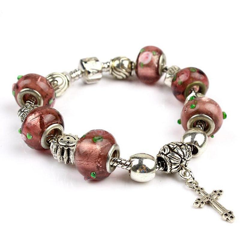 女の子のための6スタイルパレスパープルガラスビーズバングルクロスブレスレットクリスマス子供の日の贈り物