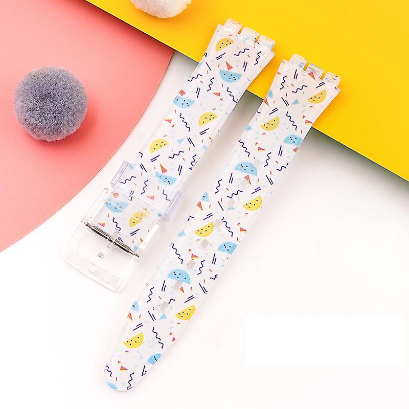 Silicone Strap For Swatch 17/19MM Trigeminal Printed Strap Silicone Accessory