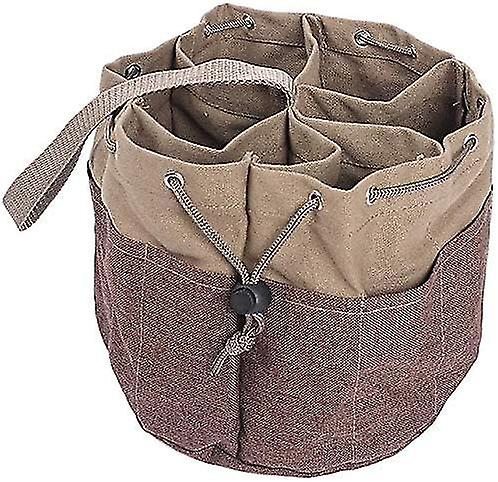 Multi-Function Tool Storage Bag: Bucket Tool Bag with Multiple Pockets and Side Drawstring, Nylon Handle (Khaki)