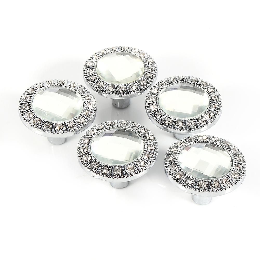 10pcs Clear Diamond Crystal Glass Wardrobe Knobs for Cupboard Drawer Door Pull Handles, 30mm Size, Modern Style