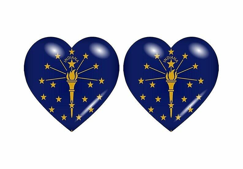 2x Stick sticker flag heart usa indiana