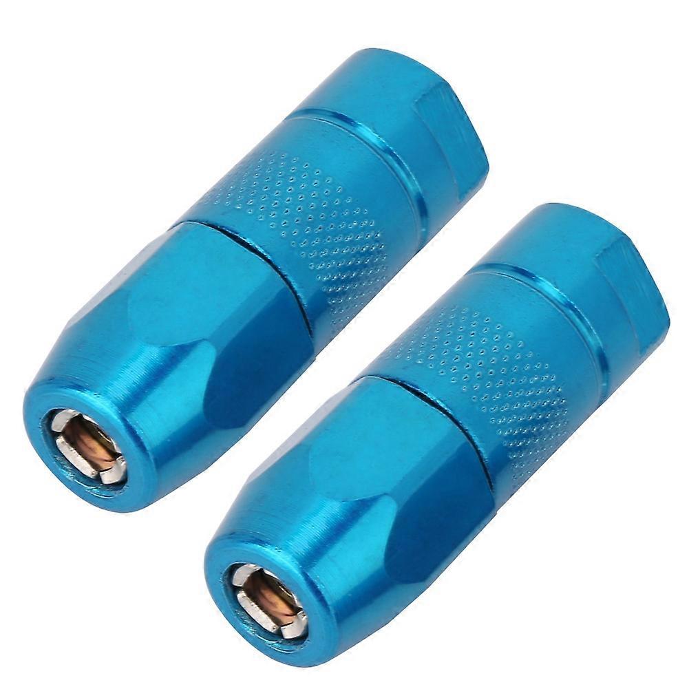 2PCS Replacement Grease Flat Nozzle Fitting Nipple Grease Gun Lubrication Accessories(Blue)