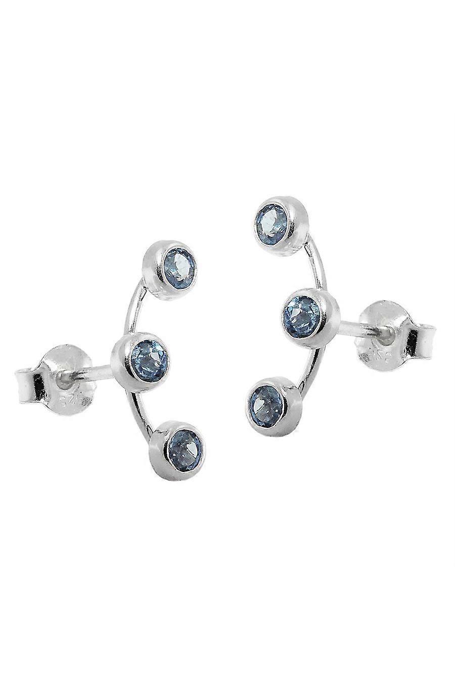 Earrings 3 Zirconias Aqua Silver 925 - Gl93518