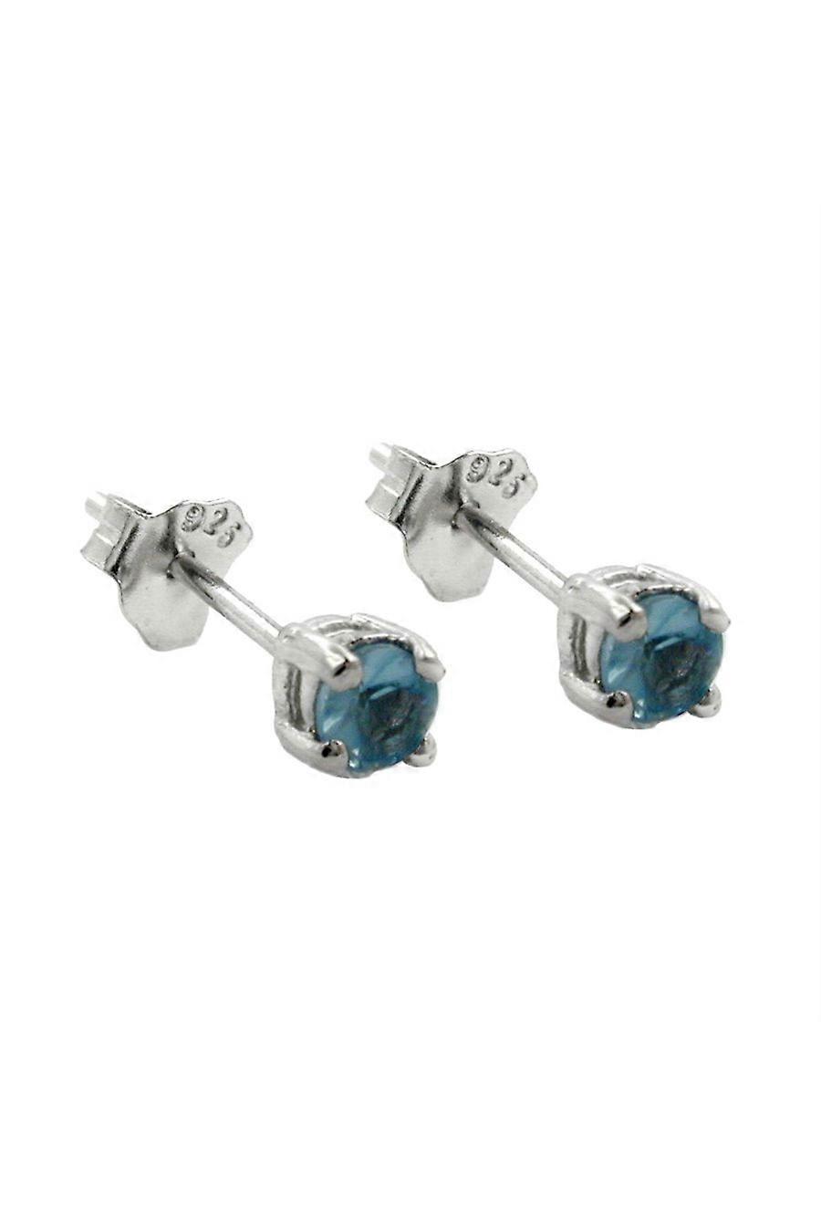 Stud Earrings Crystals 3mm Aqua Blue Silver 925 - Gl92449