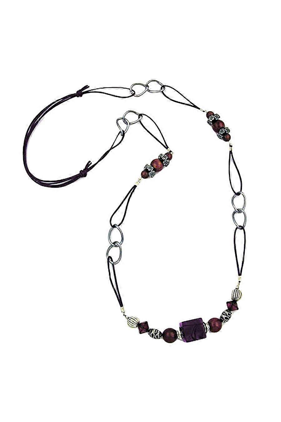 Necklace Purple-darksilver Cord 100cm - Gl02597