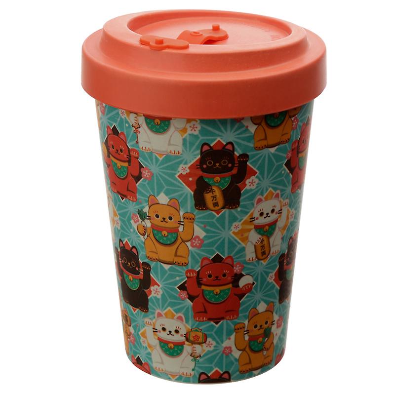 Bamboo Composite Lucky Cat Reusable Screw Top Travel Mug