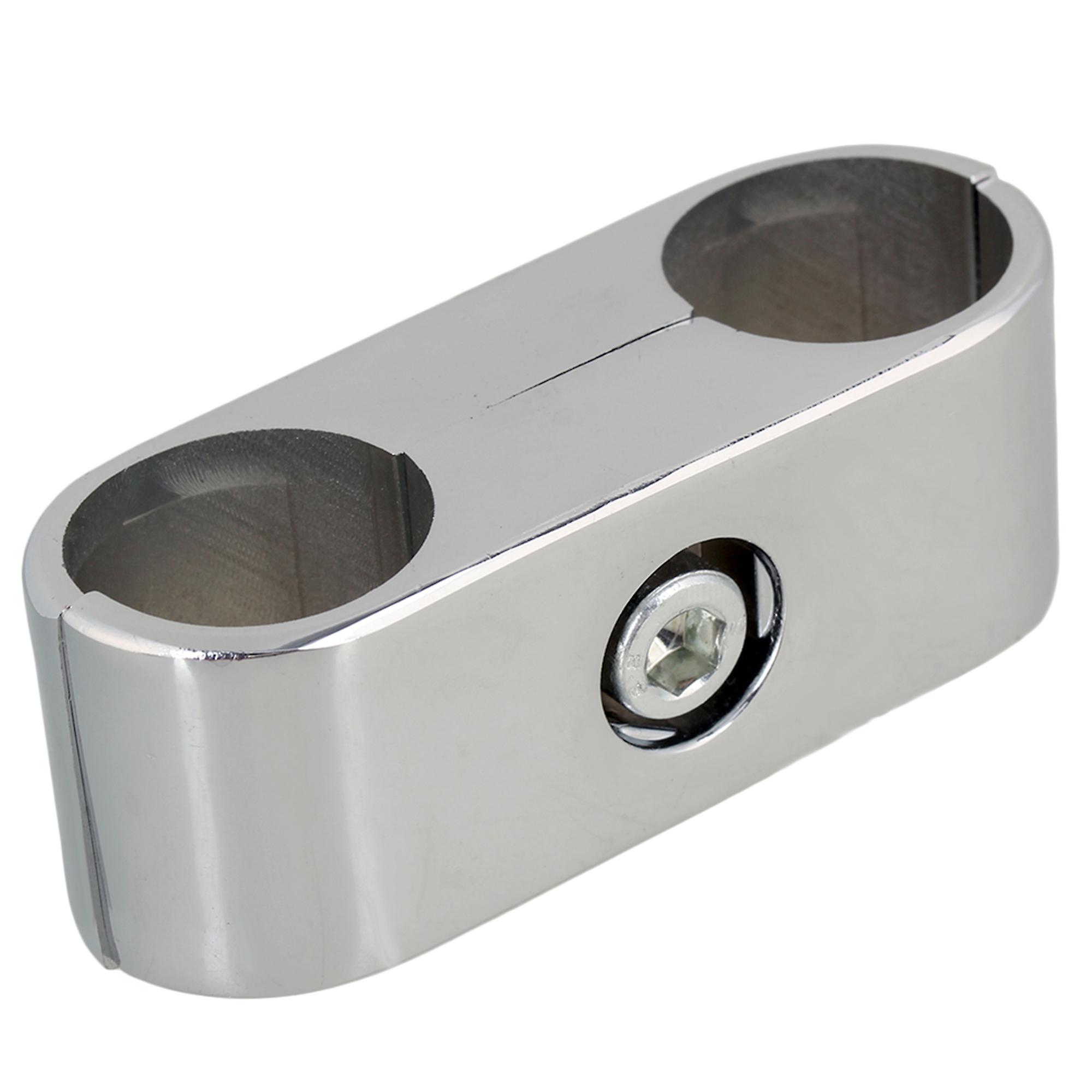Polished 2 Hole Tube Connector for 25mm Pipe Clamp Shelf Storage Rack Accessory