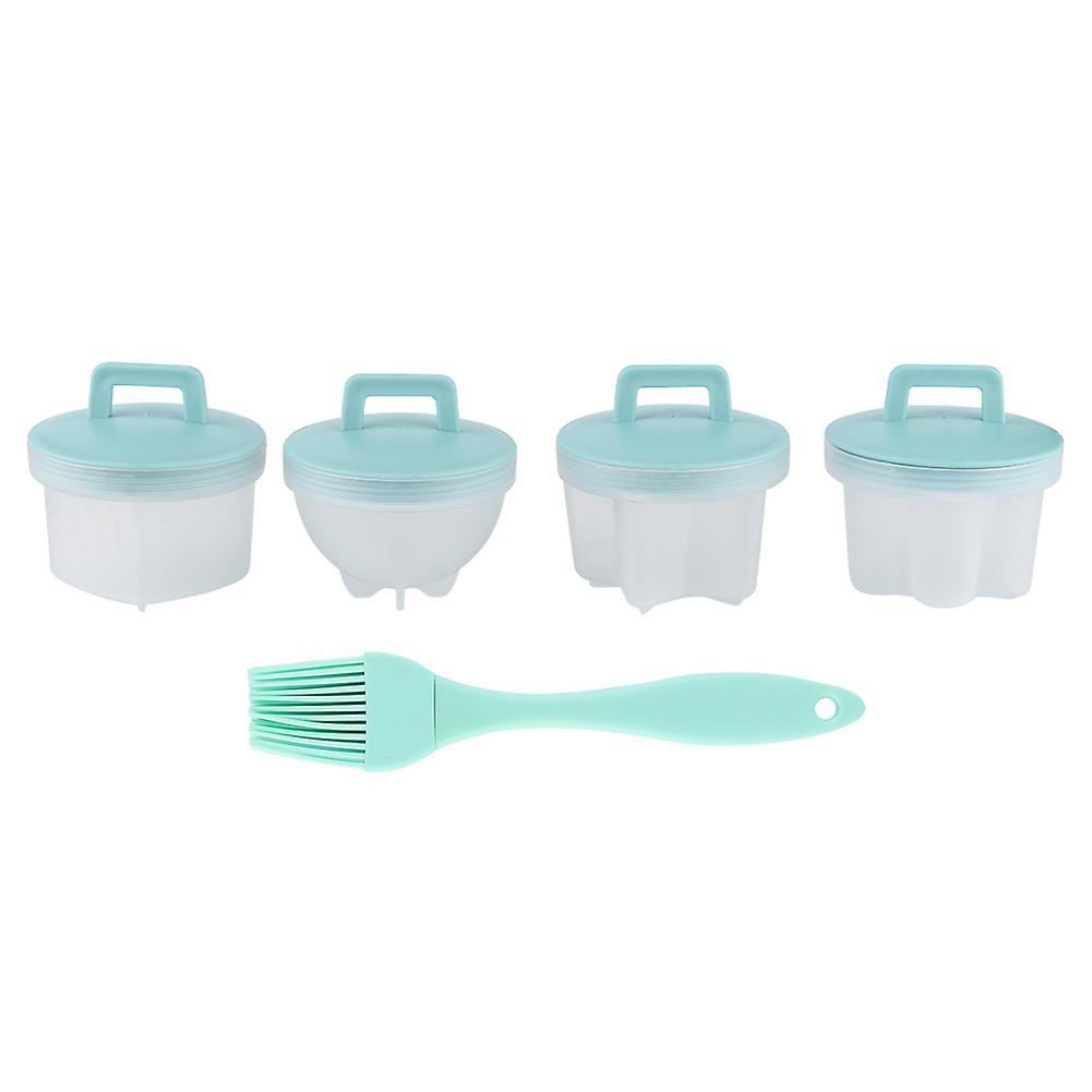 4Pcs Plastic Egg Cooker Boiler Pudding Mold with Oil Brush Cookware Kitchen Accessory