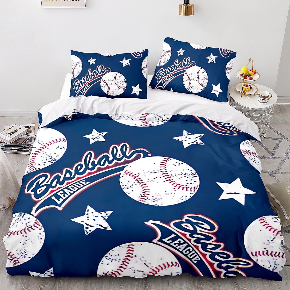 3D-tryck Sport Baseball Mönster Sängkläder Påslakan Uppsättningar King Andningsbara Sängkläder Sängkläder Sängkläder För Kvinnor Män Barn Påslakan & 2 Kudde Shams Rum Inredning