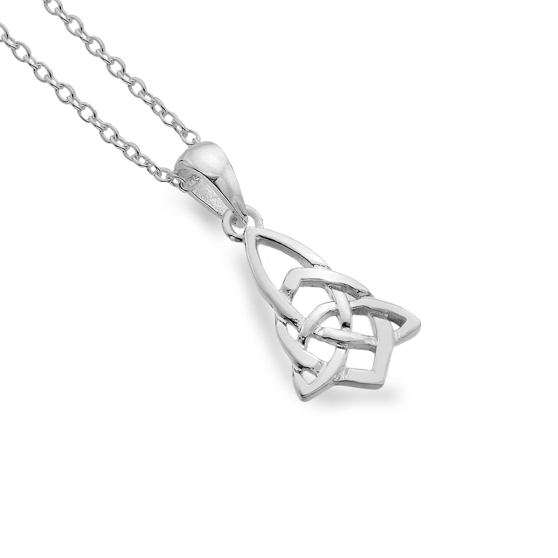 Sterling Silver Pendant Necklace - Celtic Trinity Knotwork Point