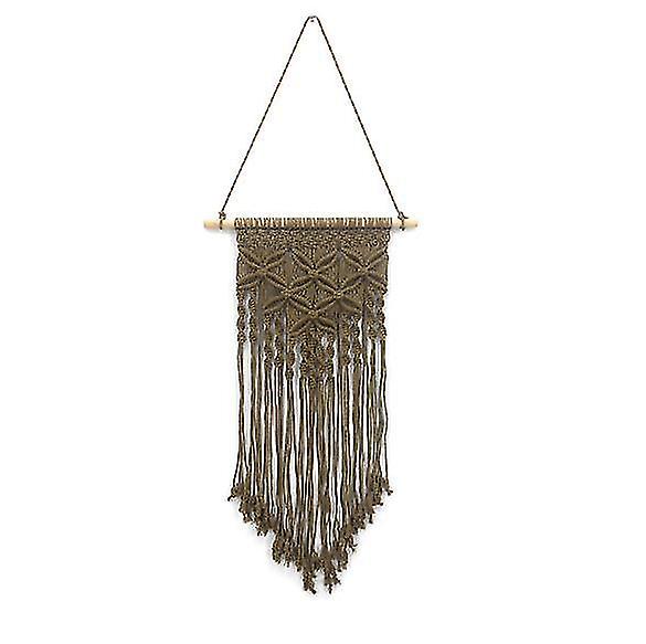 40*70cm Boho Style Woven Wall Hanging Macrame Tapestry Butterflies Pattern Handmade Decor(brown)