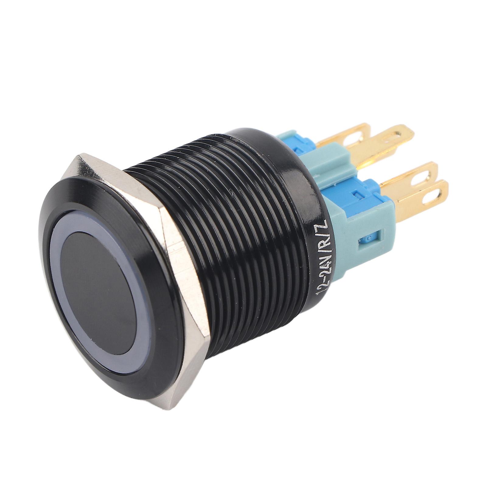 22mm Waterproof Self-Locking Push Button Switch 12V-24V Green LED