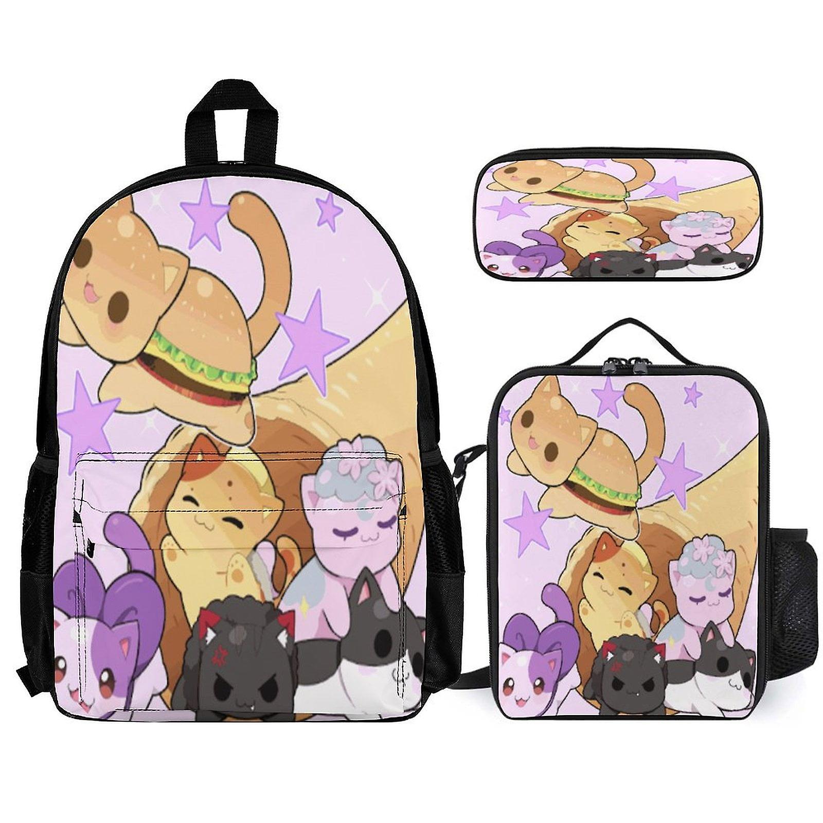 Aphmau Backpack 3 Piece Set Laptop Backpack with Pencil Case Lunch Bag Combination